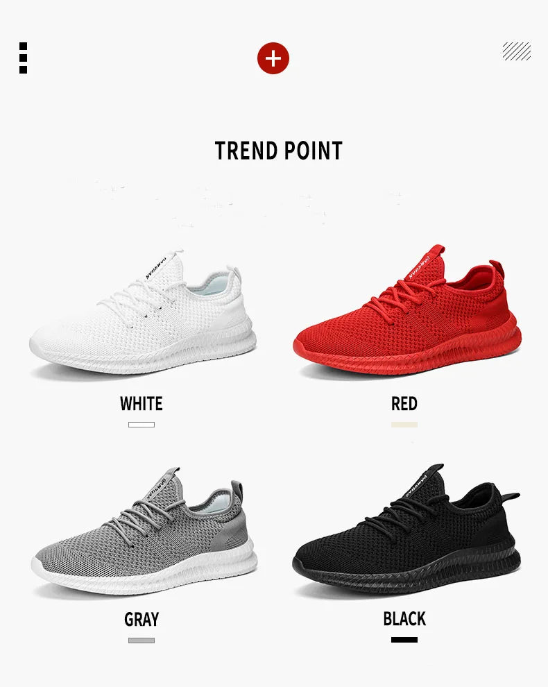 Unisex Breathable Running Shoes Lace Up Lightweight Casual Gym