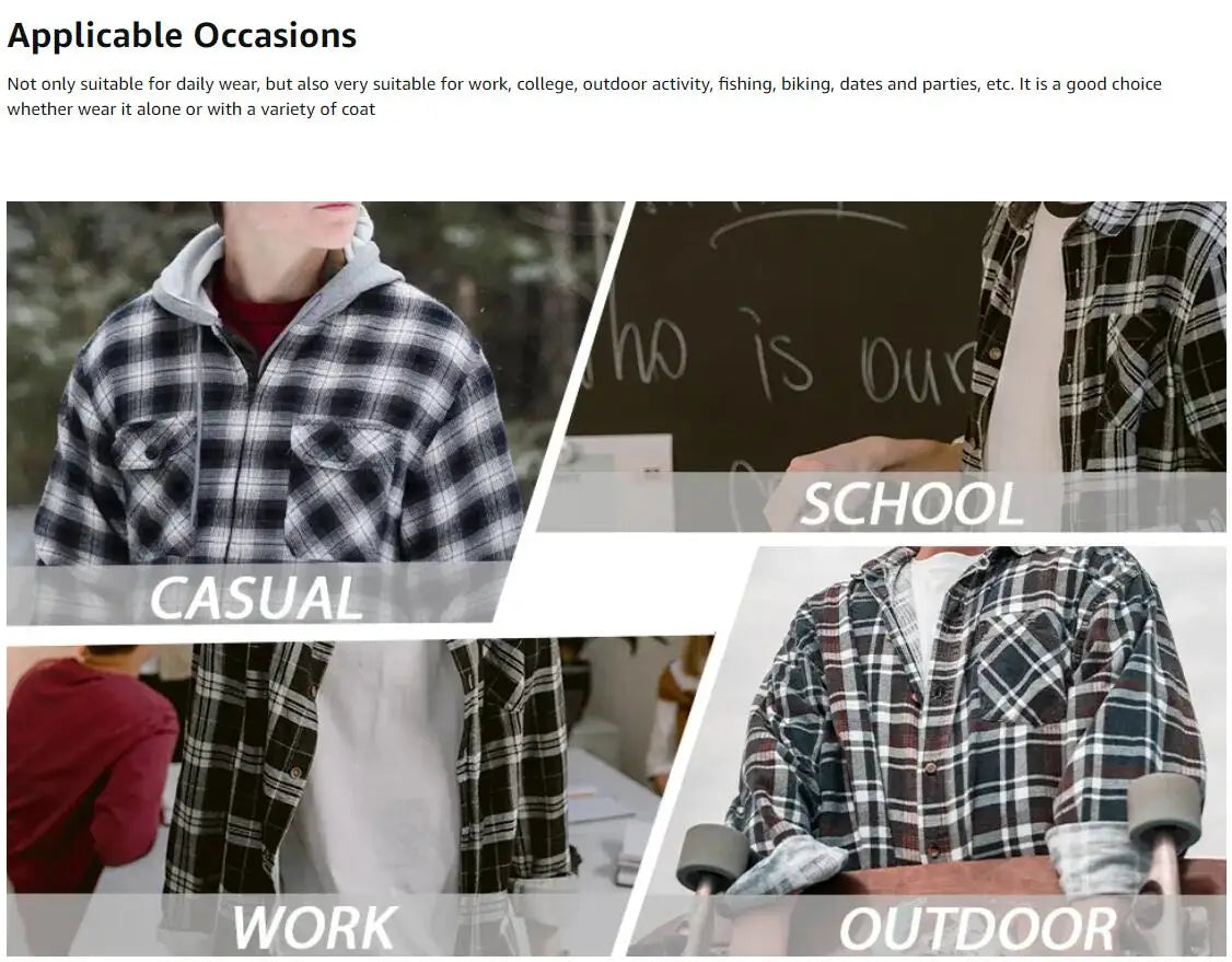 TACVASEN Oversize Lightweight Shirt Jacket Button Down Cotton Plaid Shirts Mens Long Sleeve Streetwear Flannel Shirts W/ Pockets