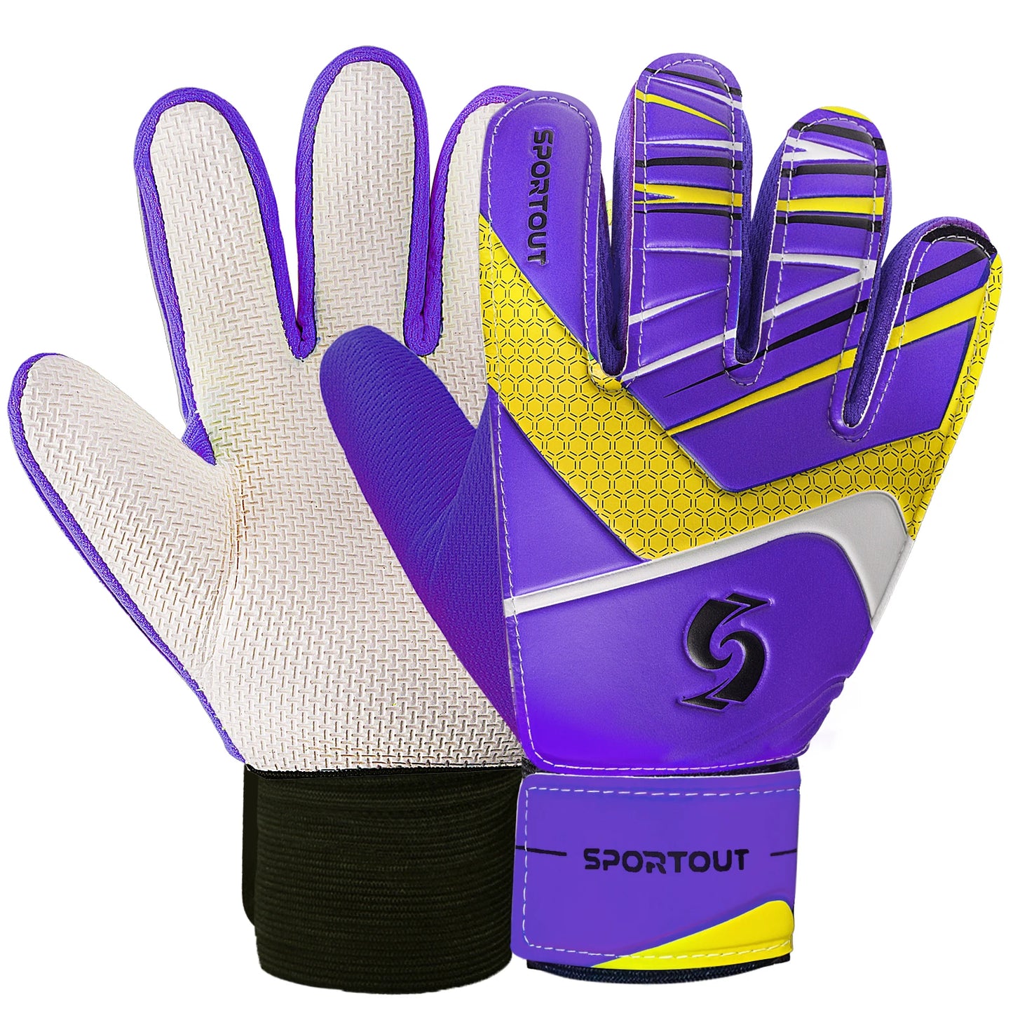 Sportout Kids Goalkeeper Gloves, Soccer Gloves with Double Wrist Protection and Non-Slip Wear Resistant Latex Material