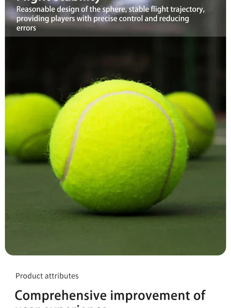 3pcs Professional Rubber Tennis Ball High Resilience Tennis Practice Ball for School Club Competition Training Exercises