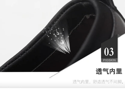 Men Slip On Black Leather Dress Shoes Pointed Toe Rubber Sole Plus Size