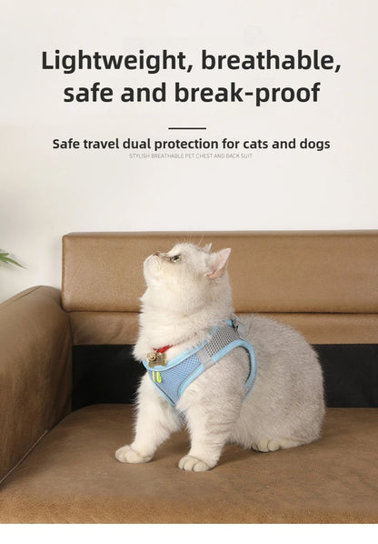Cat Harness Vest Leash Set Adjustable Reflective Soft