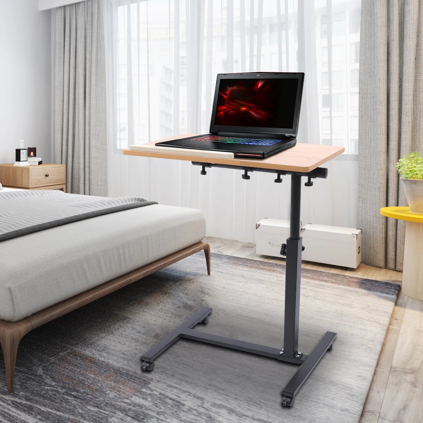 58-90cm Adjustable Mobile Standing Computer Desk Laptop Desk for   Office Livingroom Lounge Study Bedroom