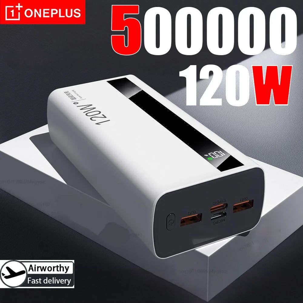 OnePLUS 50000mAh 120W Super Fast Charging High Capacity Power Bank External Battery Portable Battery Charger For iPhone Samsung