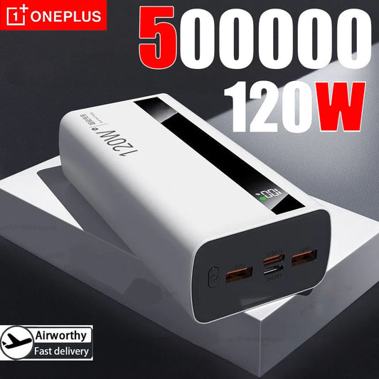 OnePLUS 50000mAh 120W Super Fast Charging High Capacity Power Bank External Battery Portable Battery Charger For iPhone Samsung
