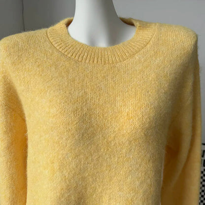 Womens O-Neck Knit Sweater Oversized Pullover Acrylic