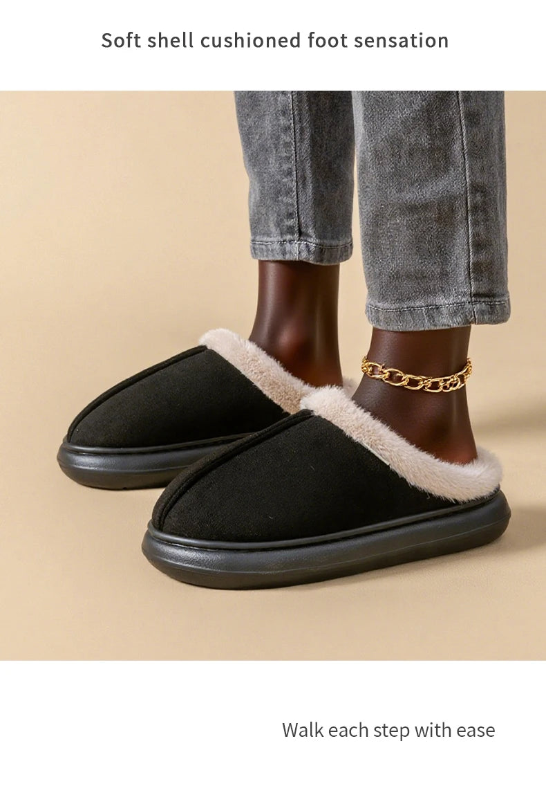 Autumn And Winter Men's Cotton Slippers Plush Warm Thick Home Wear Non-slip Wear-resistant Soft Bottom Comfortable Warm Shoes