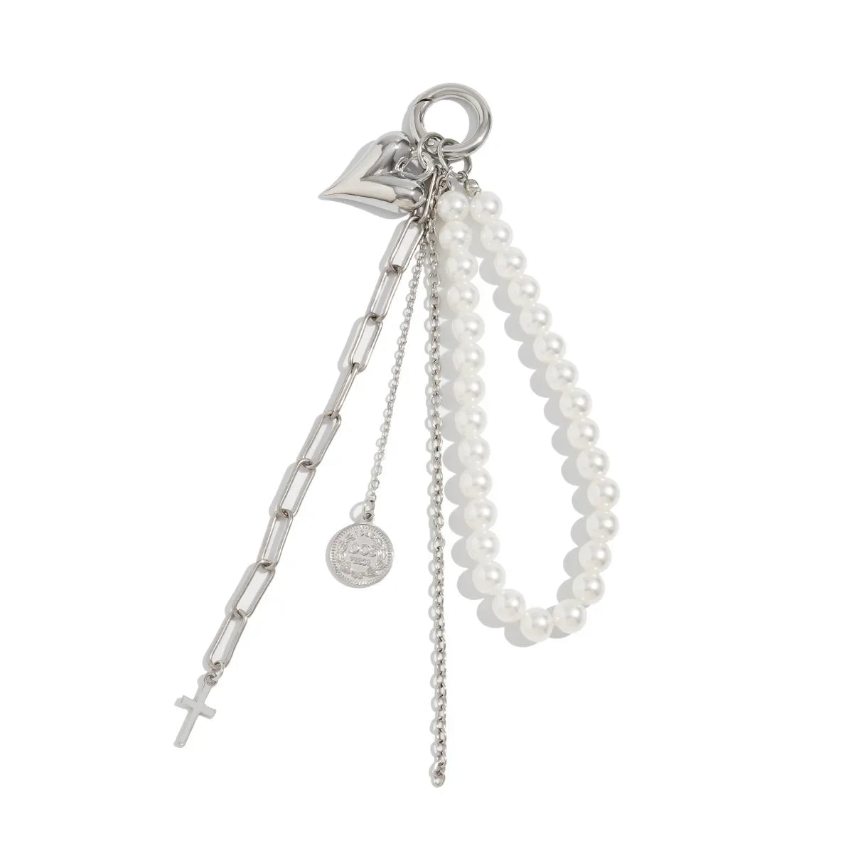 2025 New Pearl Beadeds Chain Keychain Ccb Peach Heart Bead Bag Chain Pendant Jewelry Accessories Daily Wear Keychain Gifts