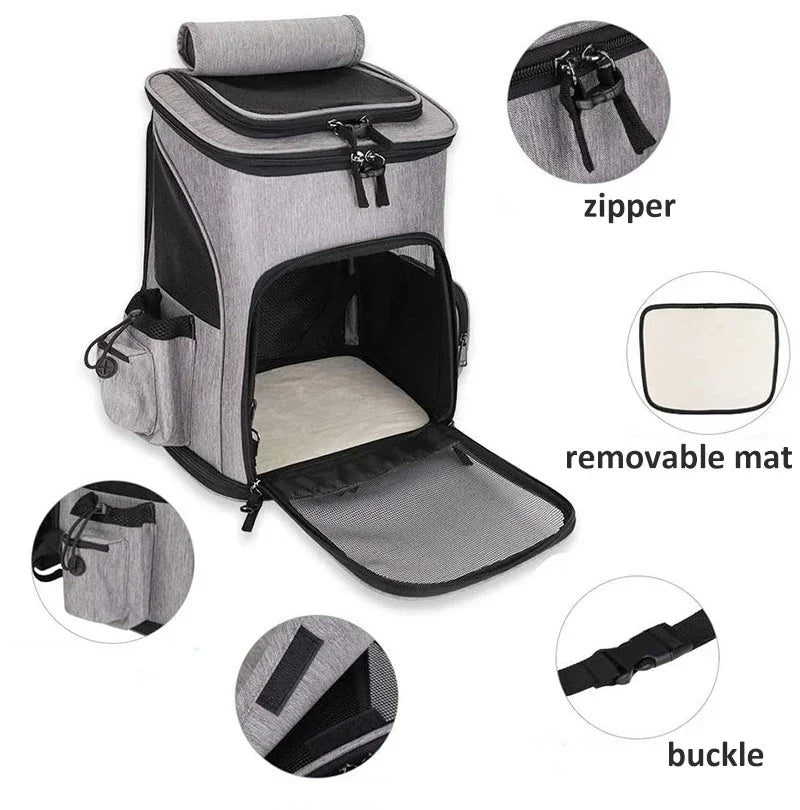 Breathable Pet Cat Carrier Backpack Foldable Expandable Large Capacity Creative Transport Travel Bag for Cats Dogs