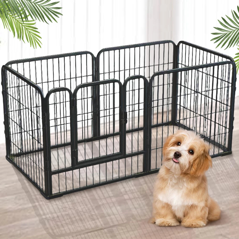 6 Panels Dog Fence Playpen Foldable Exercise Puppy Kennel Cage Heavy Duty Dog Exercise Fence for Dog Cat Rabbit Pet Exercise