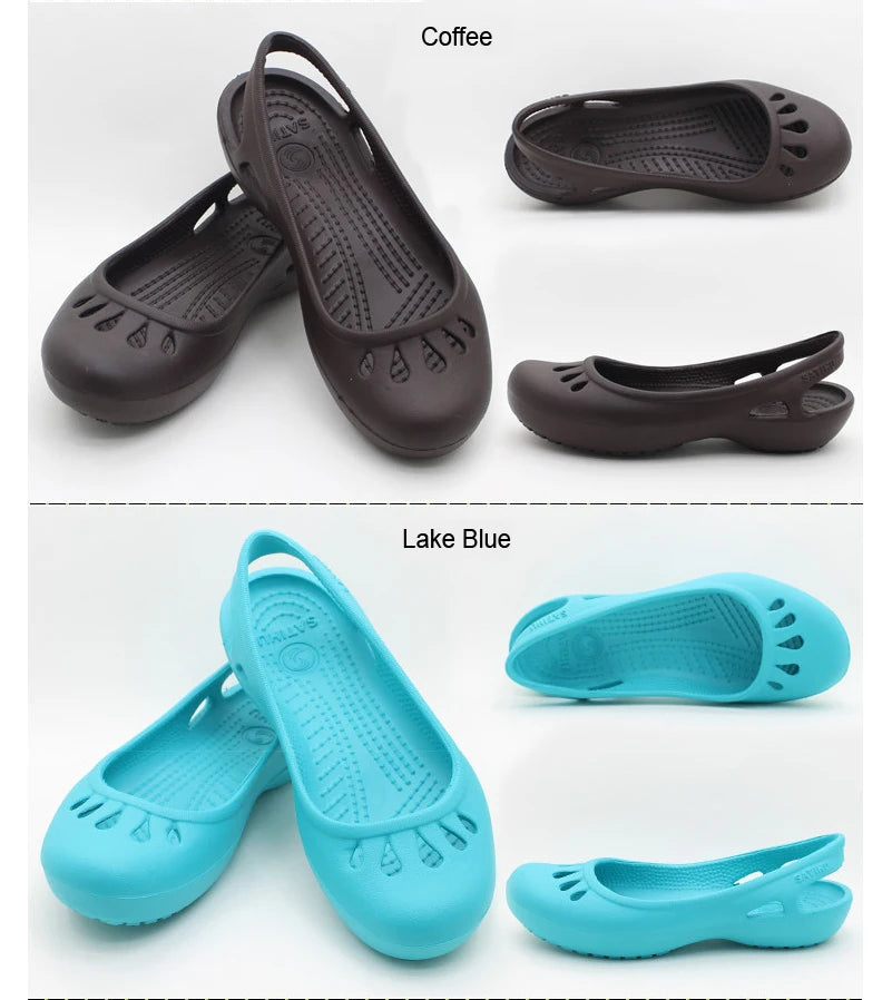 Certified Satihu Summer New Lightweight Anti Slip Hole Shoes  Clog For Women's Flat Bottom Sandals Nurse Outdoor Beach Jelly