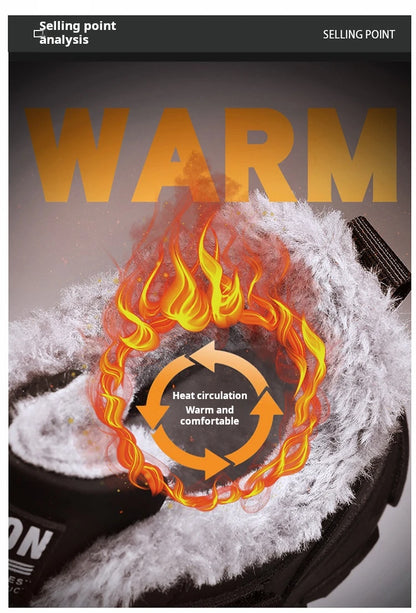 Men's Waterproof PU Leather Mid Calf Snow Boots With Plush Lining