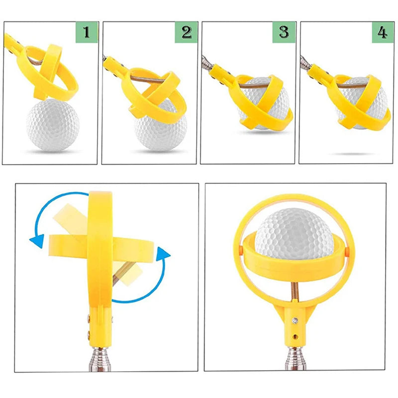 Telescopic Golf Ball Picker Automatic Locking Scoop Catcher Golf Ball Retriever Training Aids Golf Ball Pick up Tools