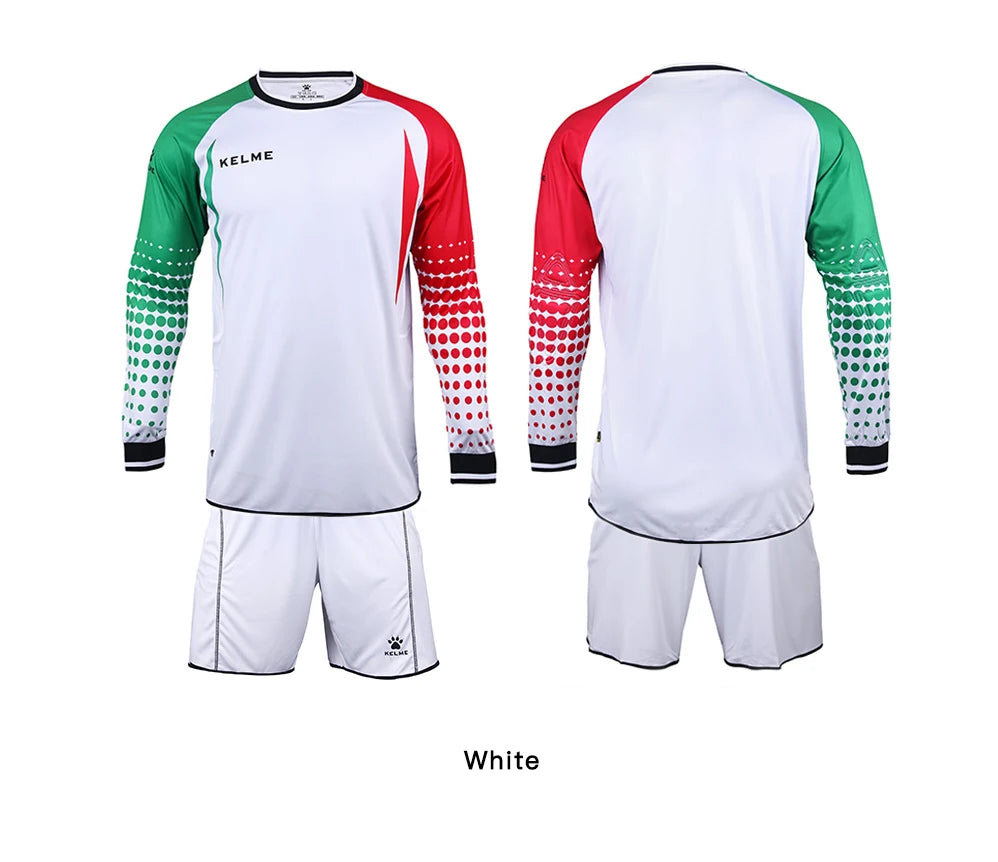 KELME Goalkeeper Jersey Soccer Custom Goaile Jerseys Mens Long Sleeve Football Uniform Shorts Sponge Protector 9161ZB1002