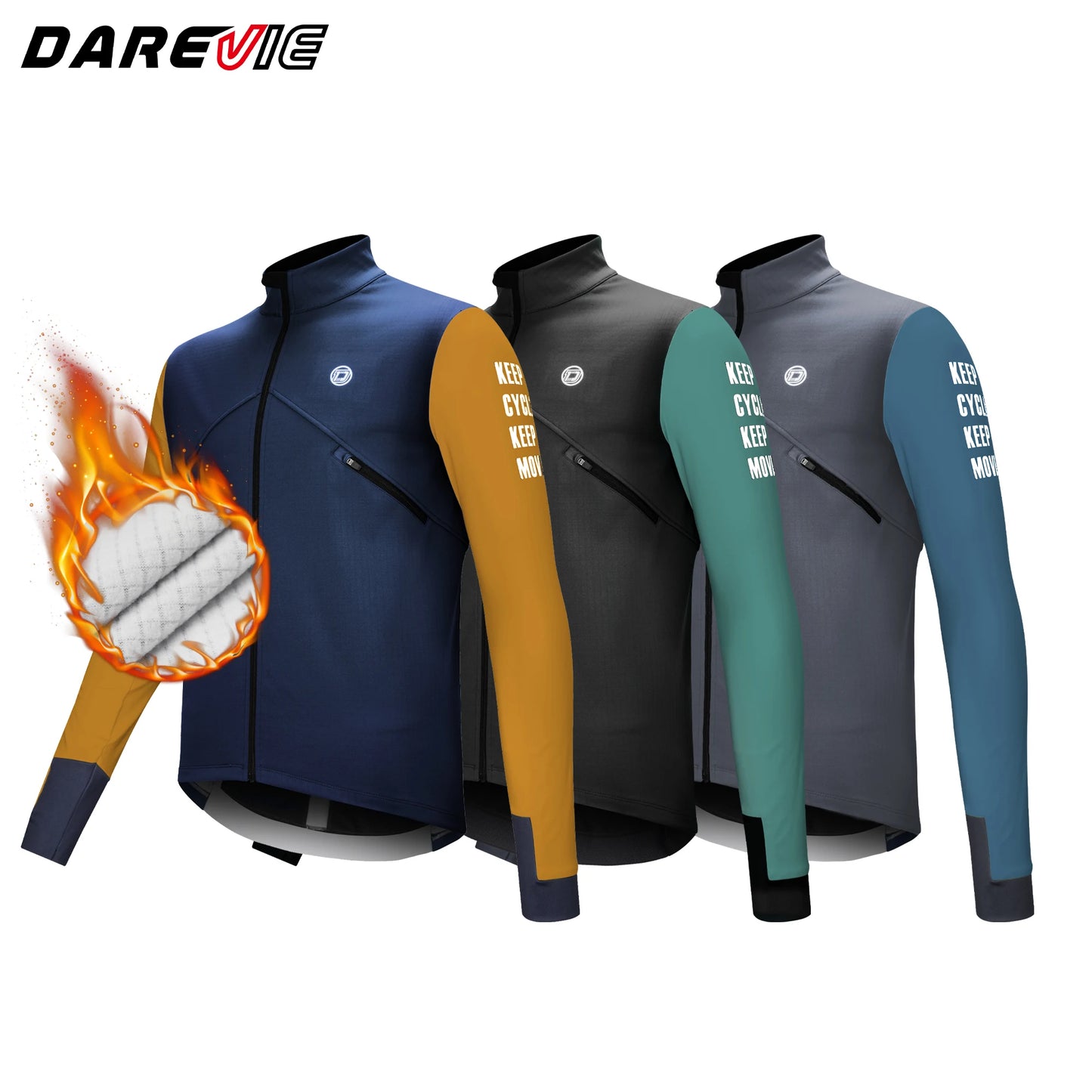 DAREVIE Cycling Men's Jacket WindProof Fleece Pro Cycling Jackets Longsleeve Warm Soft Brushed Pro Breathable Bicycle Clothing