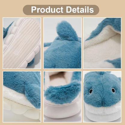 Soft Plush Shark Slippers For Adults Indoor Anti-Skid Winter House Slippers