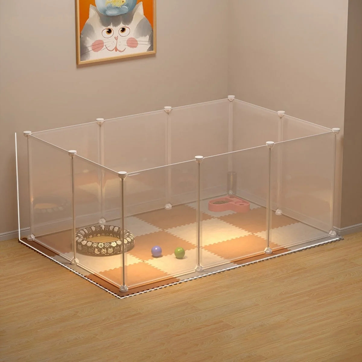 Pet Fence Household Isolation Cat Cage Dog Fence Large Free Space Indoor Cat Nest Assembly Cage Cat Cage