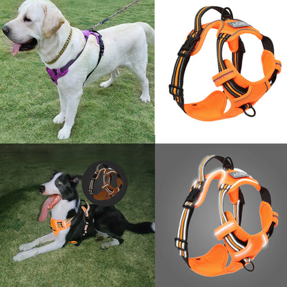 No Pull Dog Harness Front Clip Reflective Heavy Duty Handle For Large Dogs