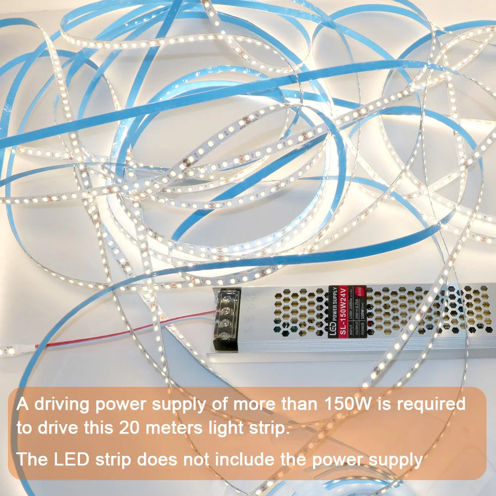 Flexible LED Strip 24V – 5m to 20m, 120 LEDs/m, Soft Lamp Bar