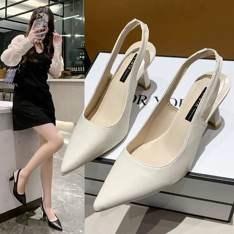 2025 Summer new pointed high heels Women's sandals Casual Shallow mouth shoe Fashion elegant ladies shoes Zapatillas Mujer ﻿