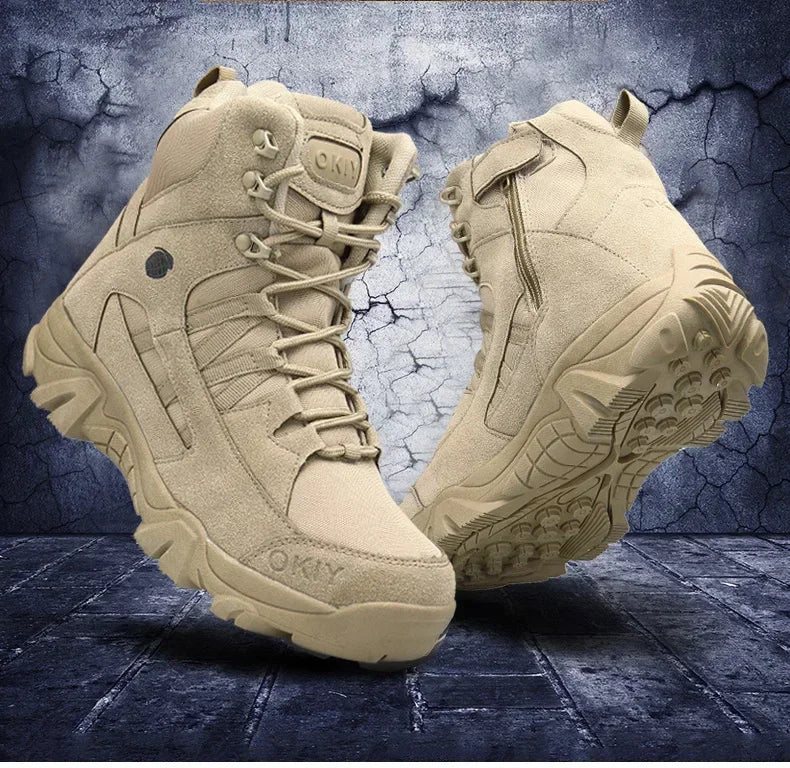Desert Combat Boots Leather Hiking Shoes Men's Ankle Boots