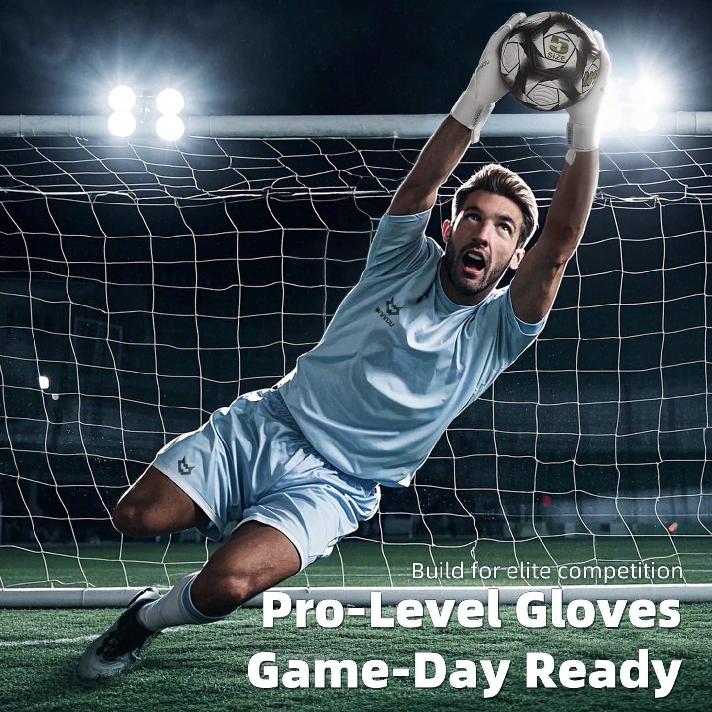 WVVOU Soccer Goalie Gloves,breathable football gloves,with 4+3mm adhesive super grip latex palm