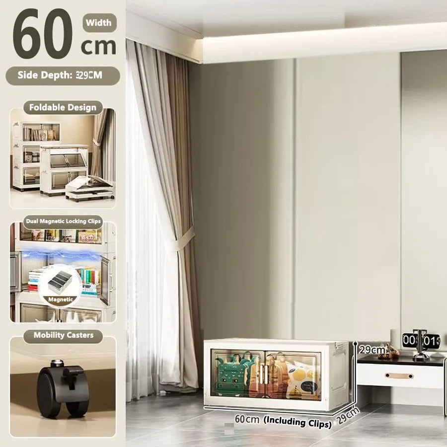 Storage Cabinet Folding Storage Box Home Living Room Toy Cabinet Storage Rack Snack Cabinet Installation-Free Kitchen Storage Cabinet Folding Storage Cabinet Organizer