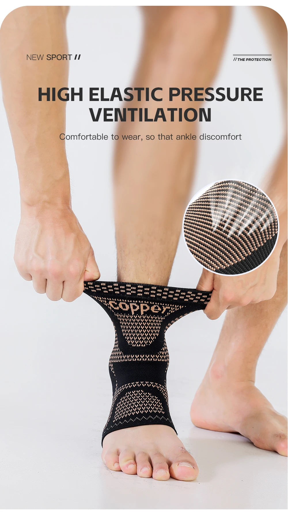 1 PC Men's Women's Outdoor Sports Knitting Elastic Copper Ankle Protection, Ankle Sprain Protection, Ankle Wrist Daily Exercise