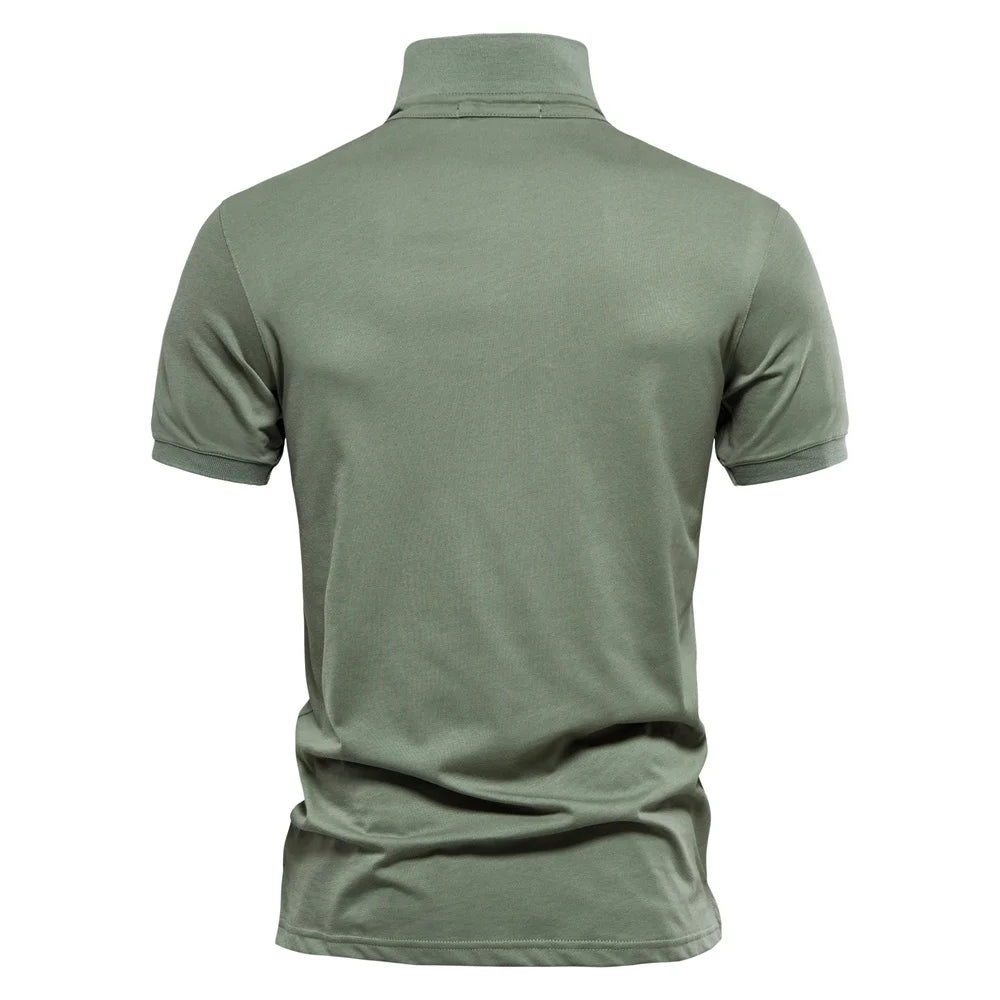 Embroidered Mens Polo Shirt 100 Percent Cotton Short Sleeve Solid Color