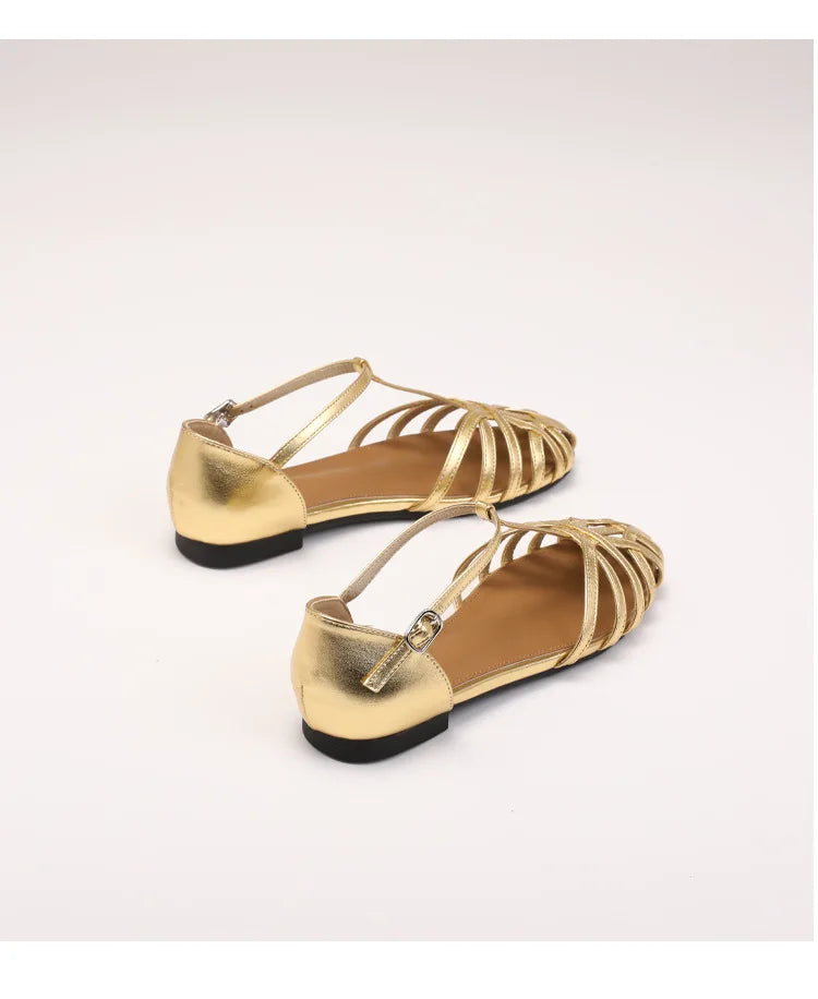 ZAROY Summer Cross Strap Flat Sandals Women Round Toe Ankle Buckle Hollow Casual Roman Sandalia Zapatos De Mujer сандали