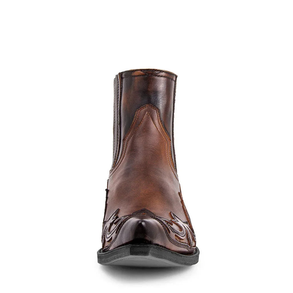 Western Embroidered Leather Ankle Boots Unisex EU 35-48