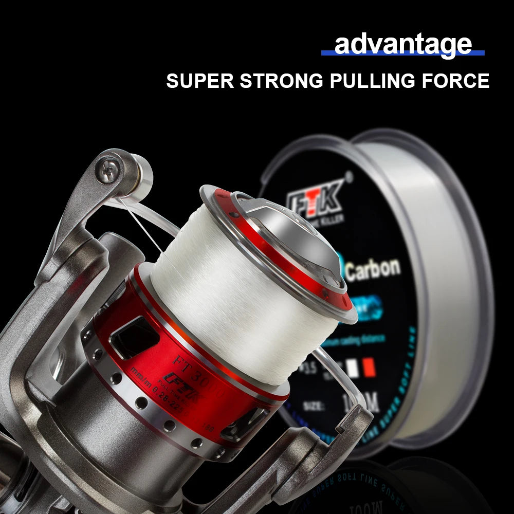 FTK 100m 4.13-34.32LB Fluorocarbon Fishing Lure Line 0.14mm-0.5mm pink Carbon Fiber Fly Fishing Line Super Soft Line Pesca