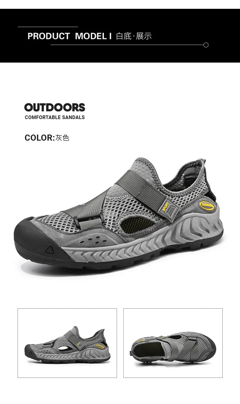 Men's Genuine Leather Sandals Casual Outdoor Beach Shoes