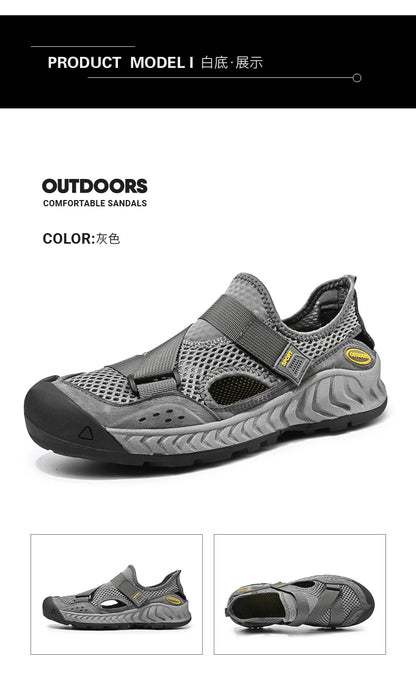 Men's Genuine Leather Sandals Casual Outdoor Beach Shoes