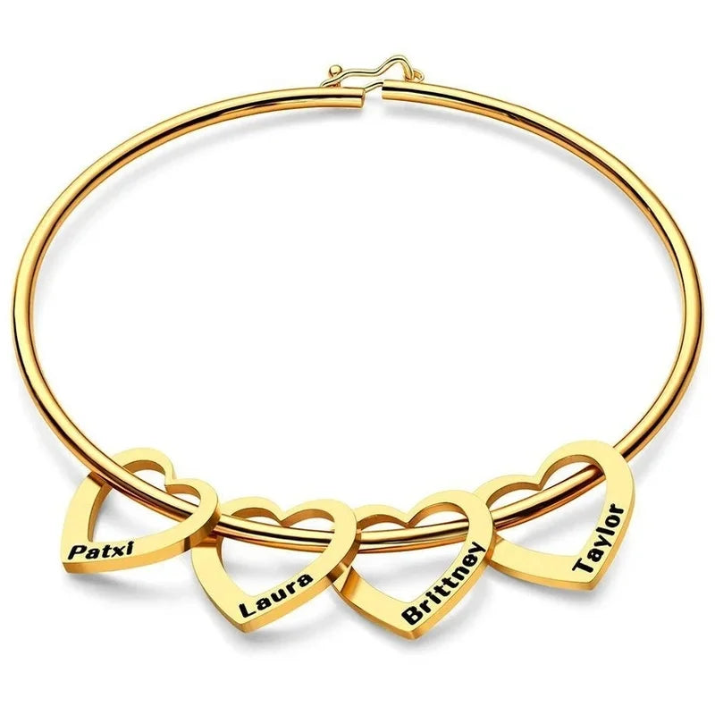 Women’s Stainless Steel Name Bracelet – Personalized Heart Jewelry