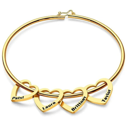 Women’s Stainless Steel Name Bracelet – Personalized Heart Jewelry