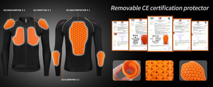 Motorcycle Full-Body Armor Jacket, Men, Black/Gray, Sizes S-XL