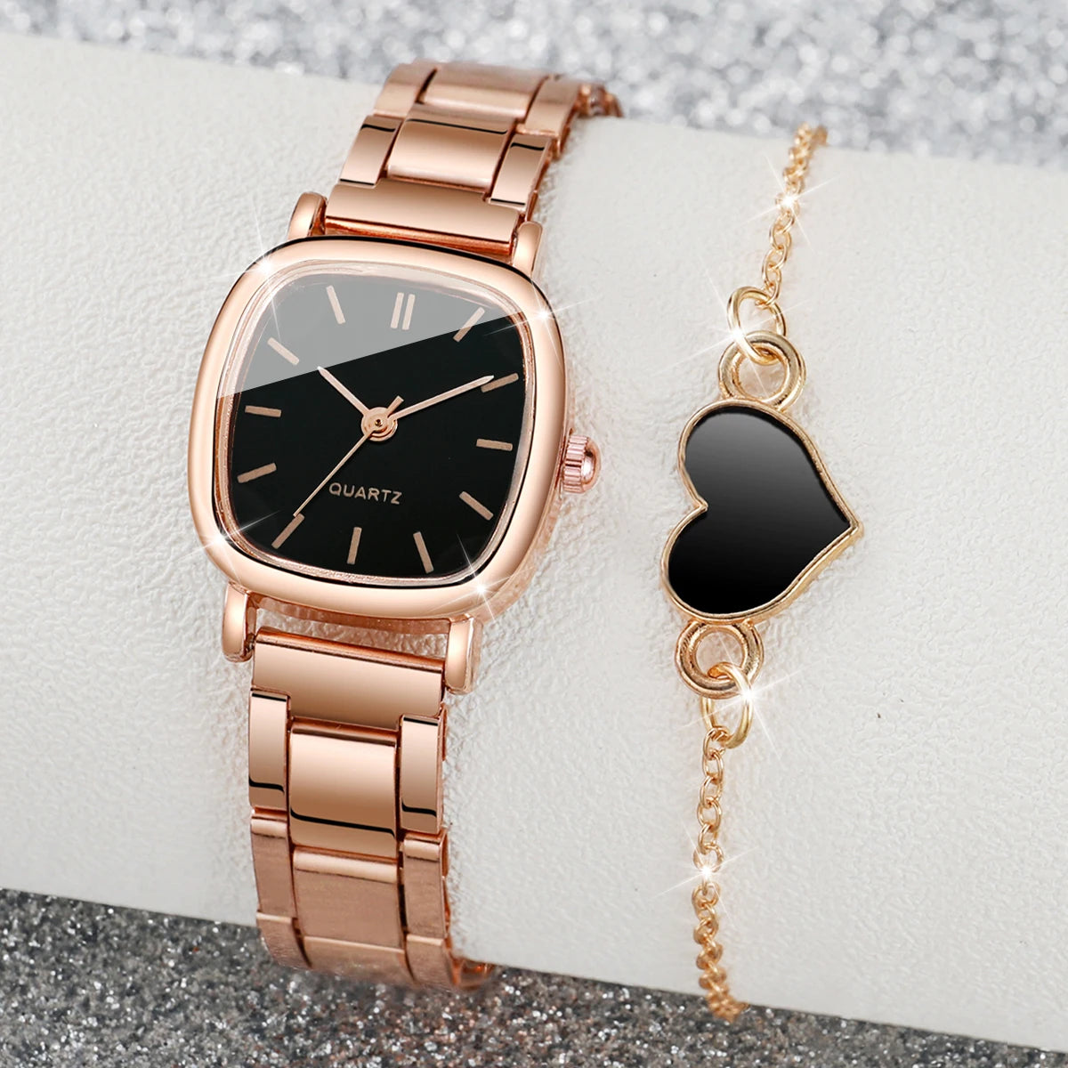 Luxury Square Women’s Watch & Bracelet Set – Simple & Stylish Quartz