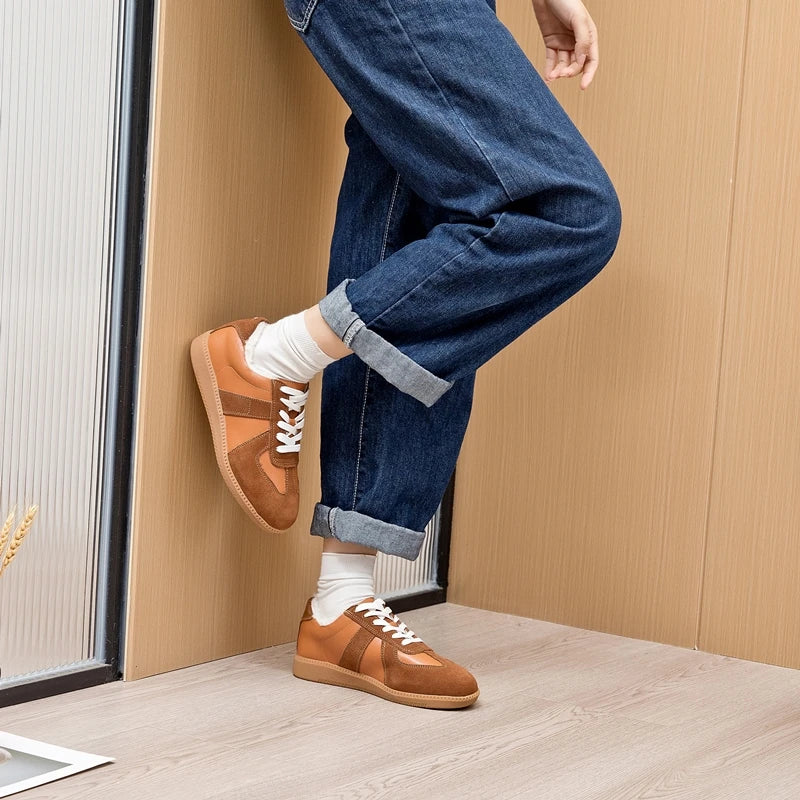 AIYUQI Women's Sneakers 2025 New Genuine Leather Ladies Moral Training Shoes Casual Spring Flat Shoes Women