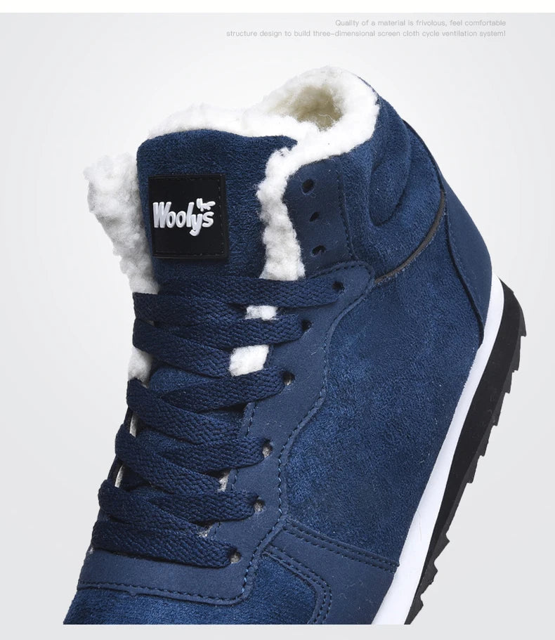 Winter Snow Boots Men Plush Warm Women Boots Suede Leather Ankle Boot Comfortable Light Couple Waterproof Sneakers Big Size 48