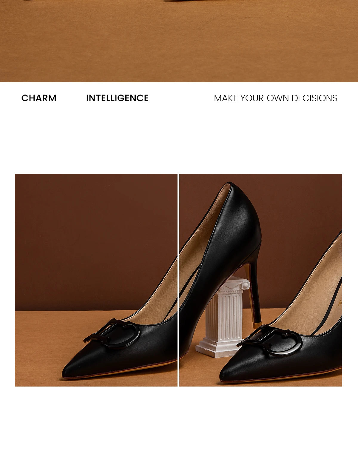 Women's Pointed Toe Pumps With Ankle Strap, 9cm Heel, Metal Buckle