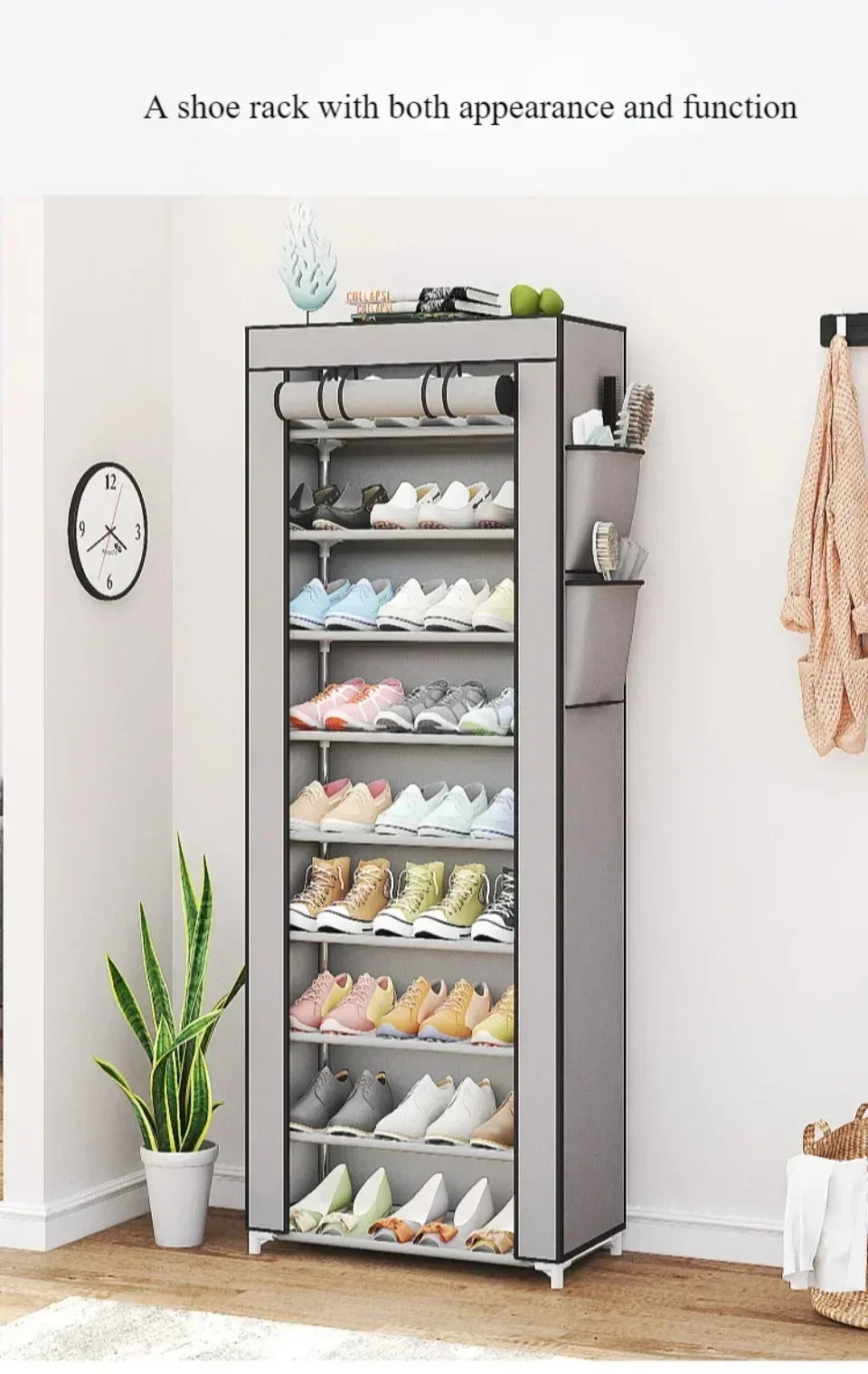 Dustproof Shoe Cabinet Economical Shoe Cabinet/simple Shoe Cabinet Entrance/space Saving Shoe Rack/storage Rack with Curtains