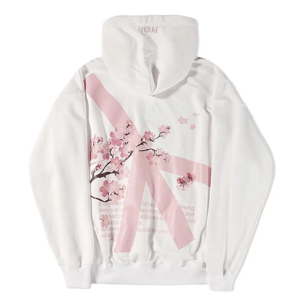 Streetwear Y2K Harajuku Cute Cherry Blossom Graphic Print Oversized Hoodie Gothic Casual Pullover Sweatshirt Men Women Clothing