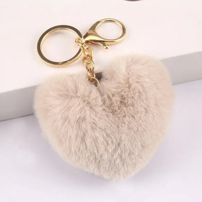 Heart-Shaped Rainbow Plush Keychain, Bag Pendant And Car Keyring