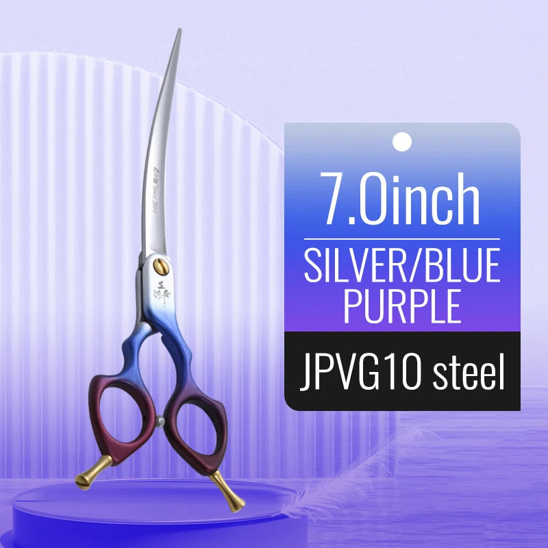 Premium Dog Grooming Curved Scissors – Alloy Handle, 440C Stainless Steel, Professional Pet Shears