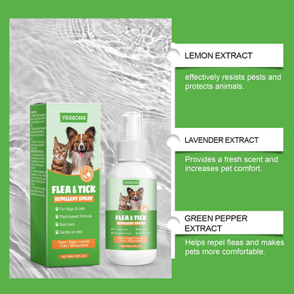 Pet Flea Mite Defense Spray 50ml Plant-Based Hypoallergenic For Dogs And Cats