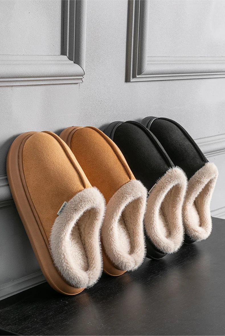 Autumn And Winter Men's Cotton Slippers Plush Warm Thick Home Wear Non-slip Wear-resistant Soft Bottom Comfortable Warm Shoes