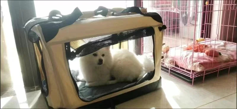 Dog Cage Car Kennel Outing Carrying Bag Pet Luggage Car Travel Cage Cat and Dog Cage Folding Medium and Large Dogs