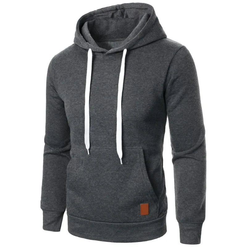 Mens Casual Hooded Collar Drawstring Hoodies Sweatshirts Long Sleeve Shirts Outdoor Streetwear Solid Color Lightweight Pullover