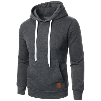 Men's Lightweight Polyester Hooded Sweatshirt Solid Color Long Sleeve